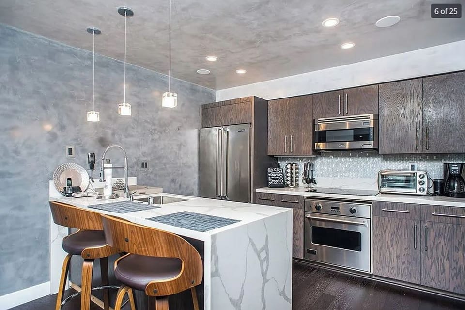 High end modern kitchen with Viking appliances and all the cooking amenities you need. 