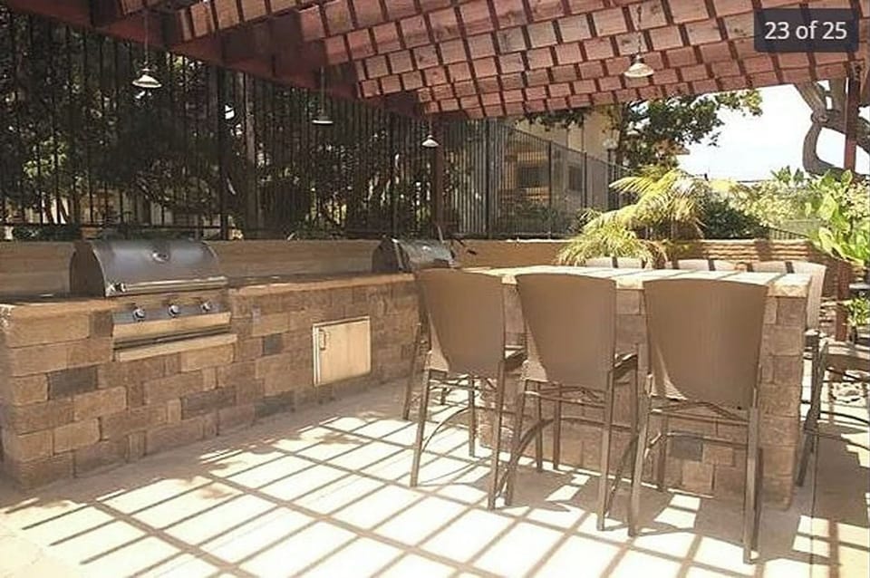 Community bbq and dining area. 