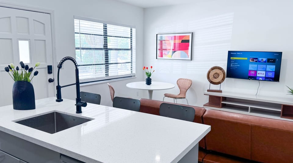 Prep meals, pour drinks, and stay connected to the living space while you cook.