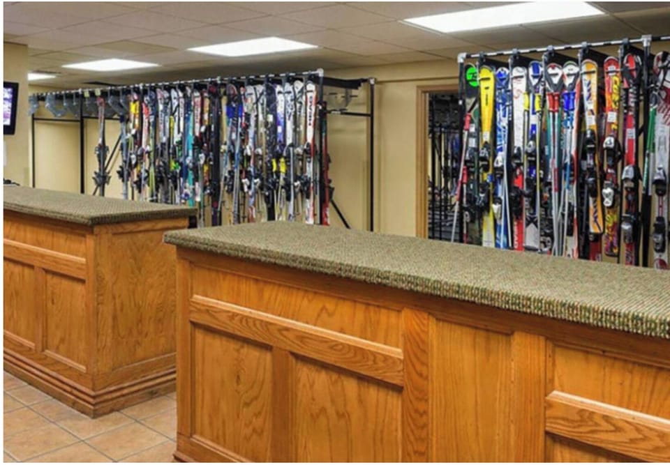 Skier services stores your skis and brings them to the slopes or shuttle for you