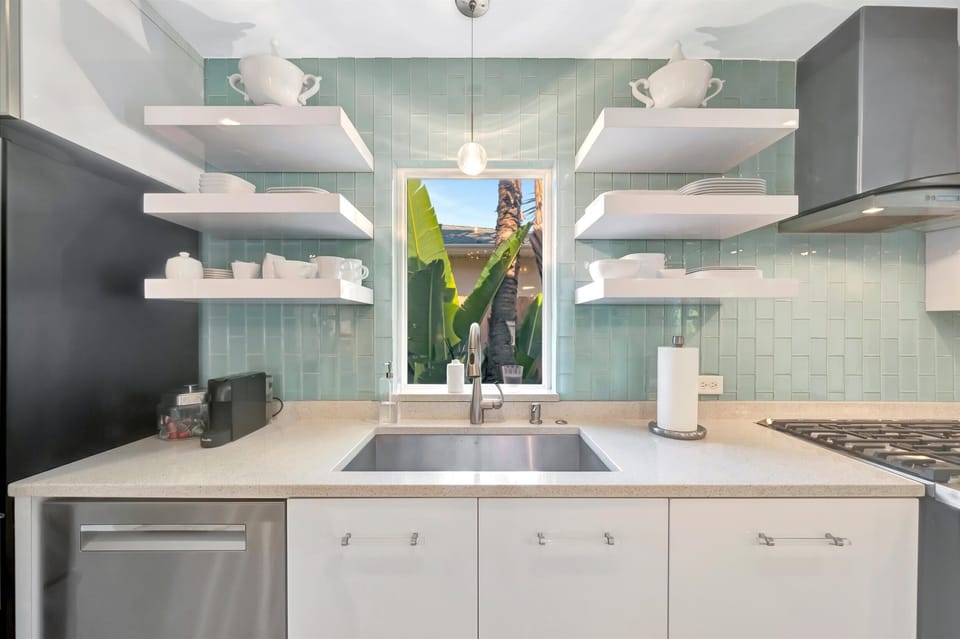 Bright kitchen ready for everything from coffee to cocktails