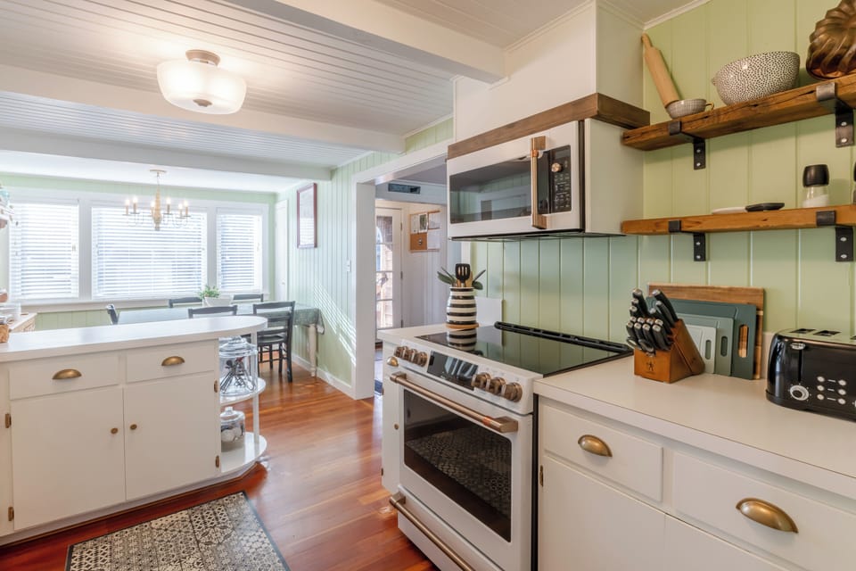 Stylish kitchen with GE Café appliances and plenty of charm.