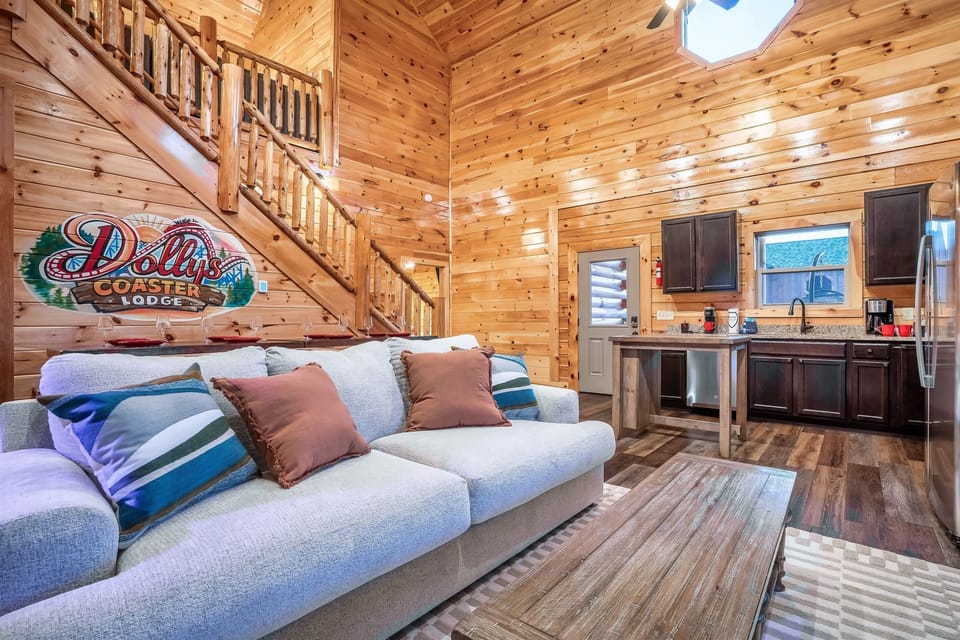 The comfort of Dollys Coaster Lodge with a pull out couch.