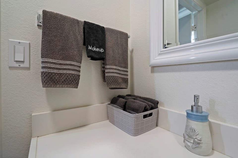 Convenient half bath on the top level so everyone has space.