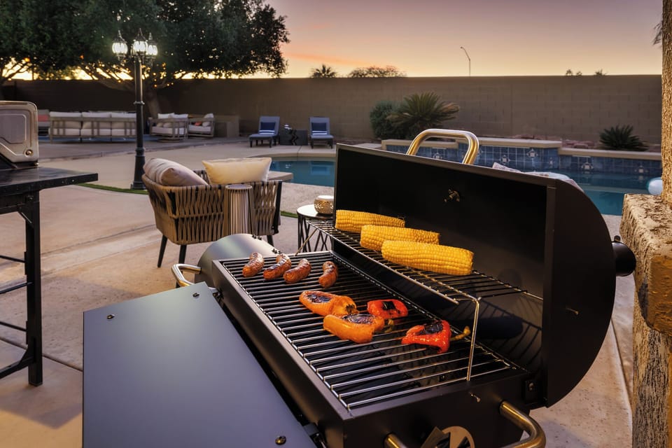 Fire up the BBQ grill by the pool for easy, fun cookouts in the sun.