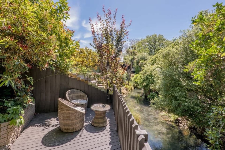 Private seating with stream view