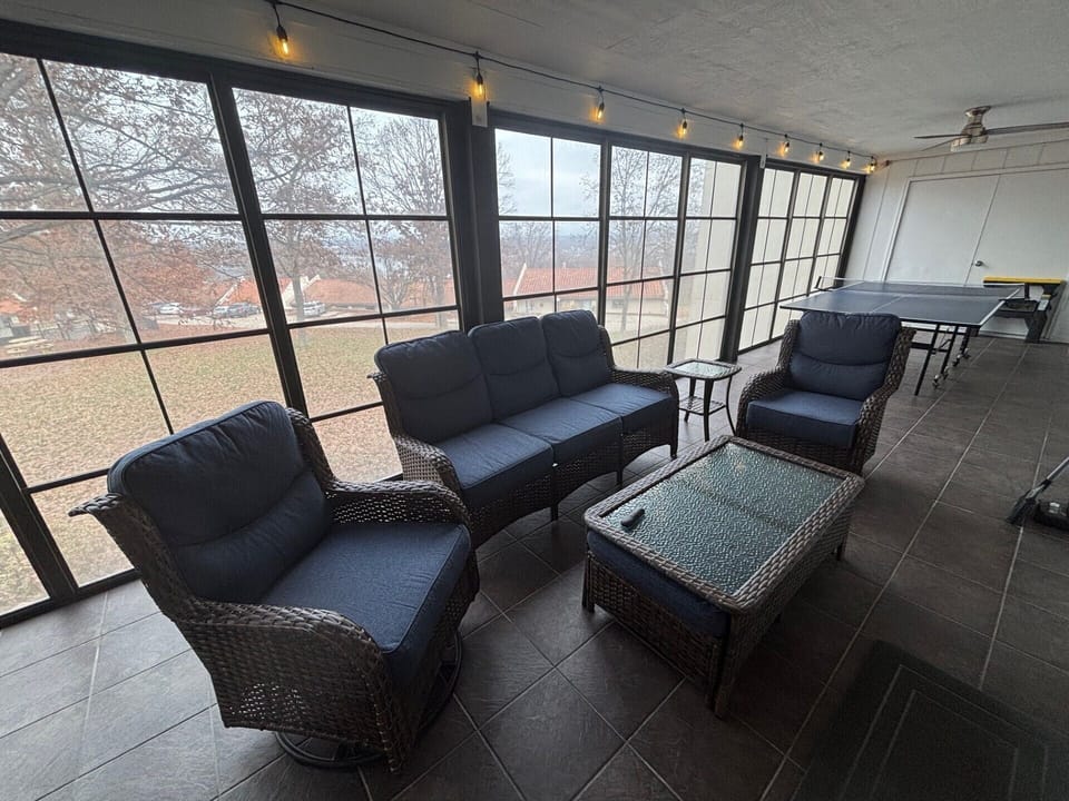 All Season Room. Patio furniture that looks into living room.
