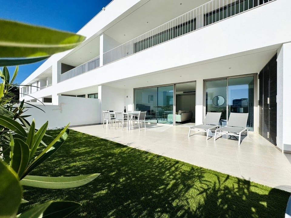 Private sunny terrace with garden