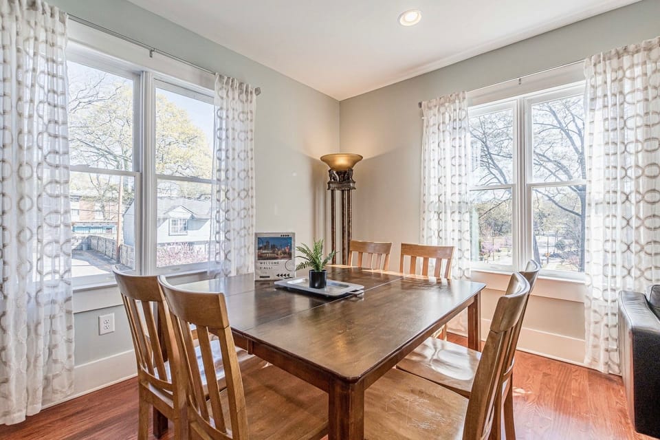 Enjoy dinner at home with seating for 8