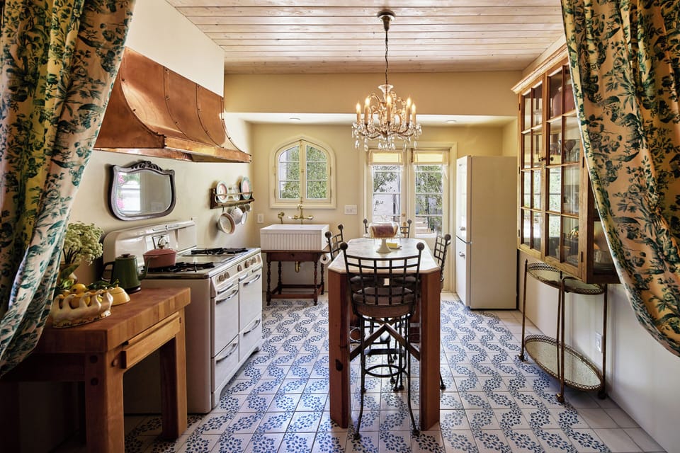 Kitchen and French doors to outside