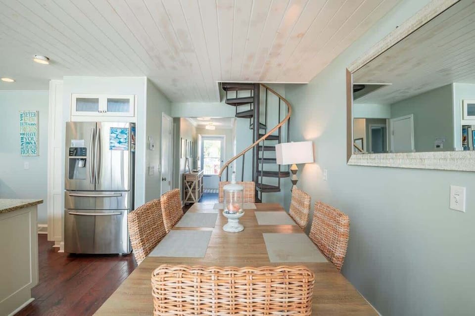 Spiral Staircase Leads To Loft Bedroom