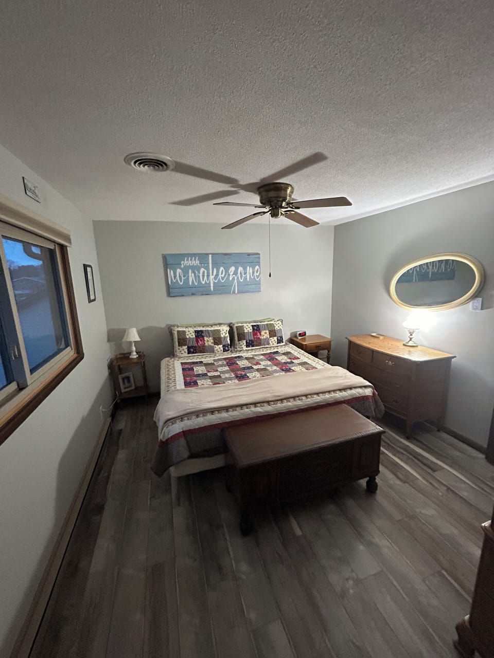 Master bedroom with king size bed. Overlooking the channel.