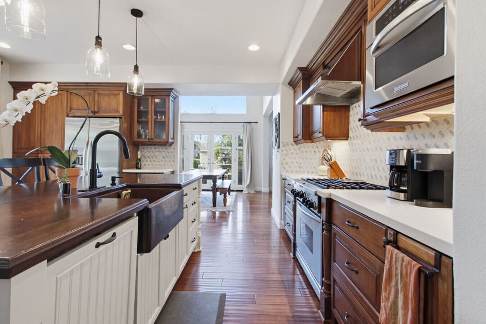 Spacious kitchen with ample counter space and storage