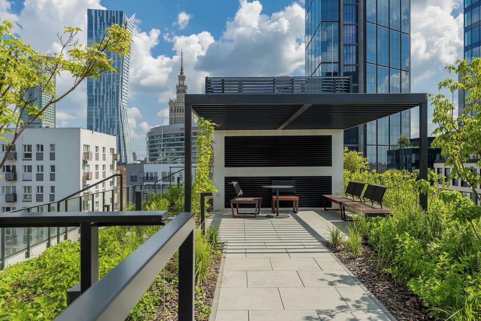 Rooftop terrace with a beautiful view.
