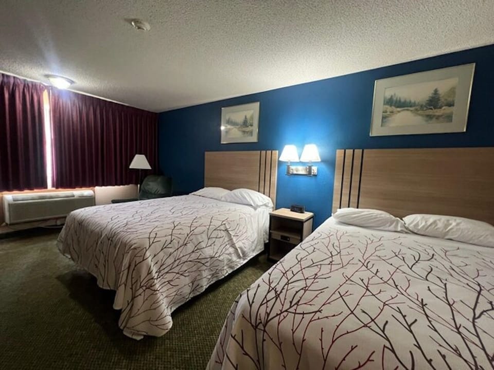 Unwind together in bright double beds with cozy linens.