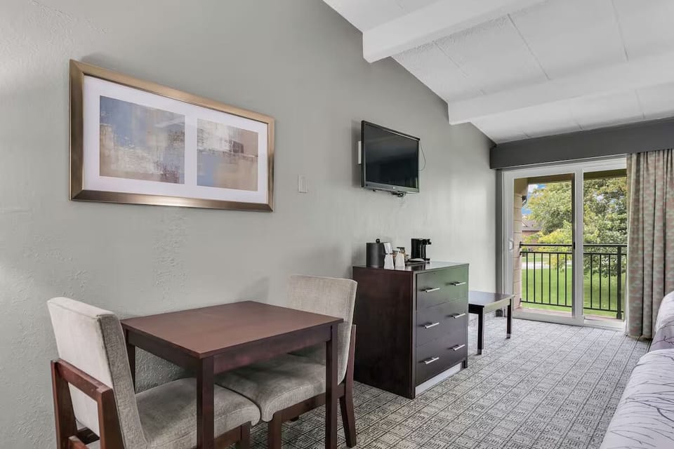 Settle in with a cozy table nook and easy TV time.