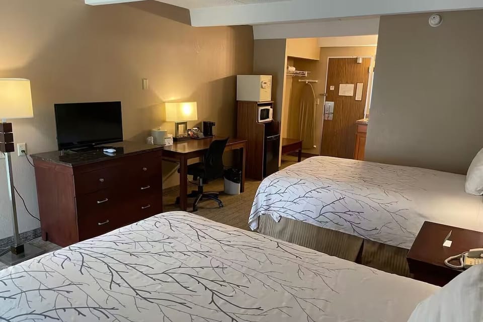 Unwind after adventures in a cozy, spacious double-queen room.