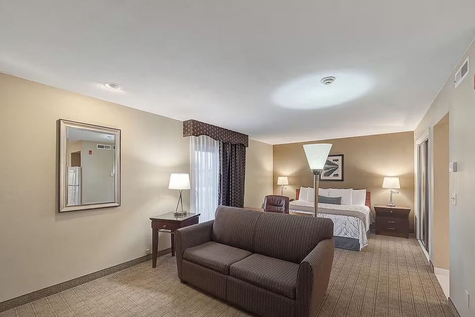 Stretch out on the sofa and relax in open suite comfort.