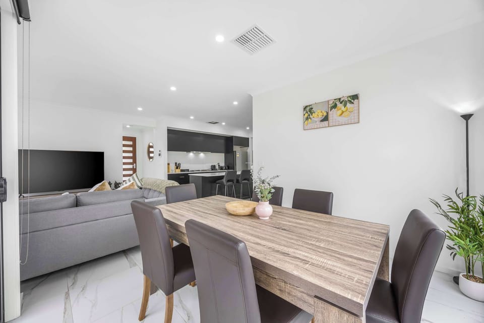 Open plan living and dining room.