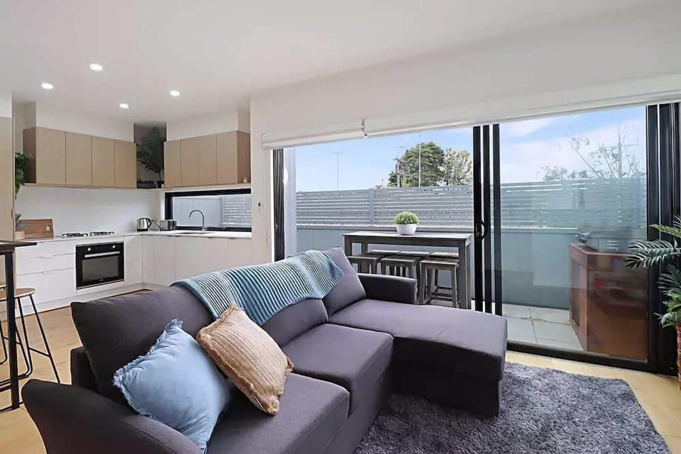 Open-plan and light-filled living, kitchen and dining area 