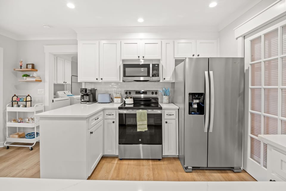 Fully Stocked Kitchen with a Drip & Keurig Coffee Maker, Toaster, Kettle, Knife Block, and Lots of Cooking Utensils