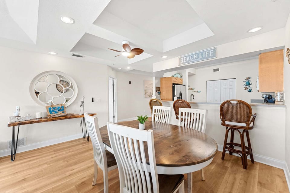 Dining table seats six