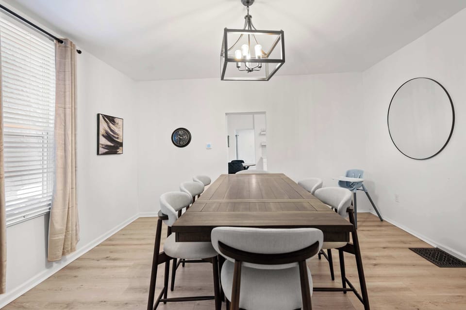 Gather around the table with seating for 8