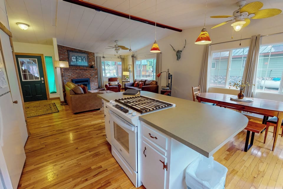 Kitchen looking into living room