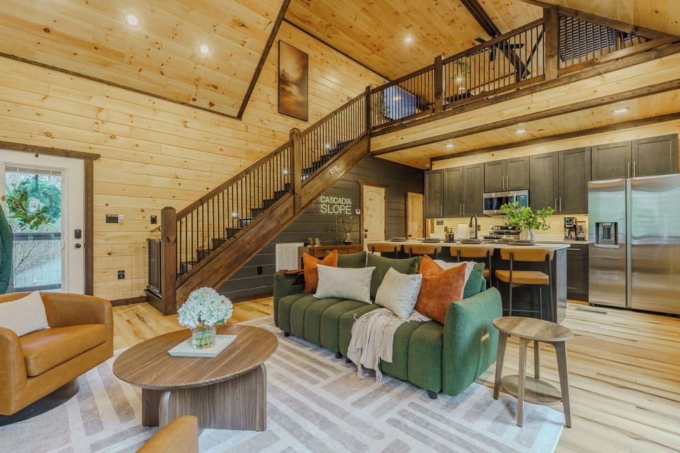 Open-concept living with loft above and space to gather