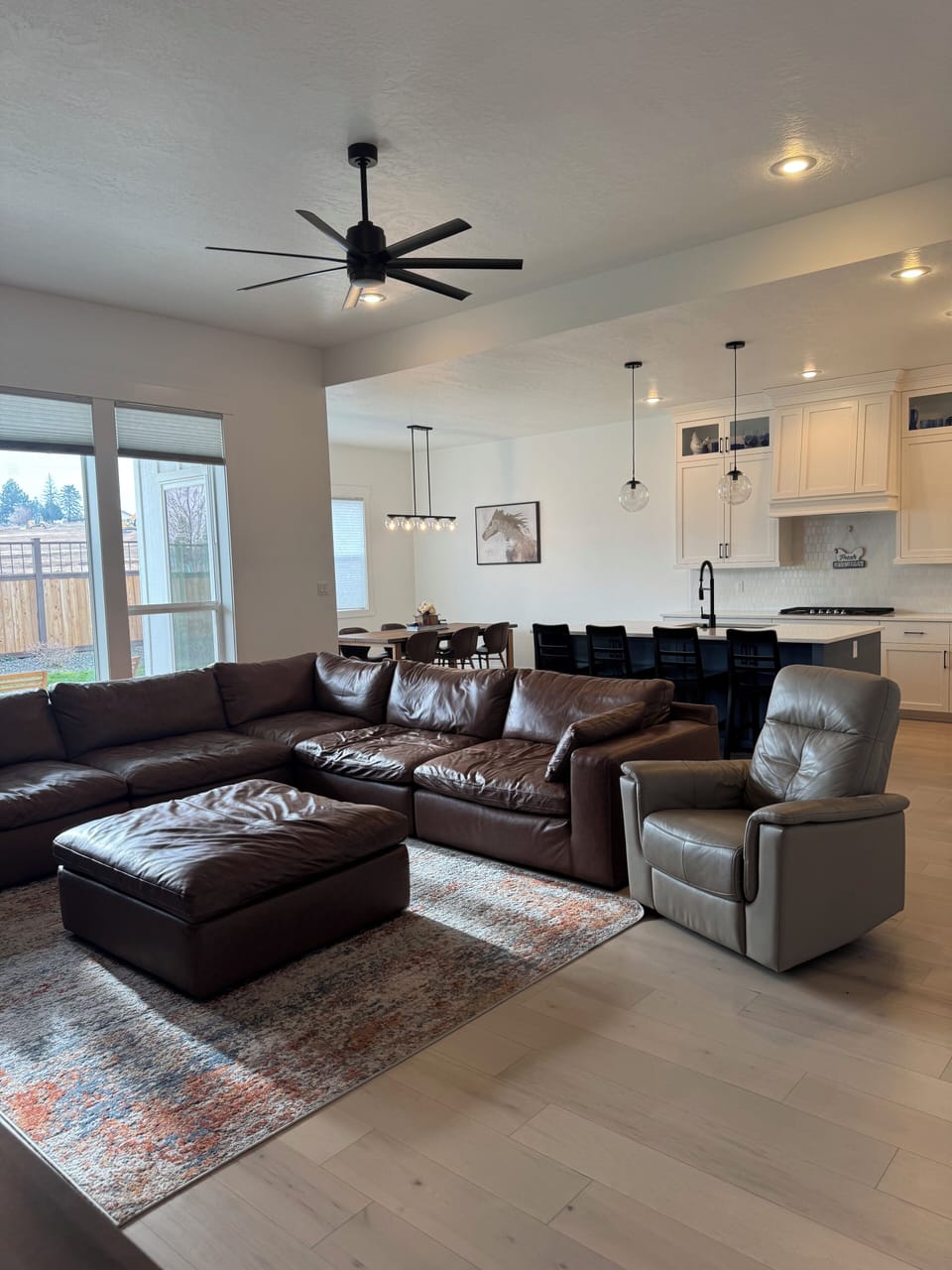 Living room - open space with kitchen and dining area