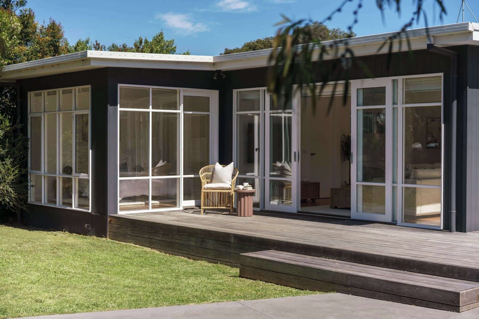 The home is a light, bright, quintessential Rye holiday home