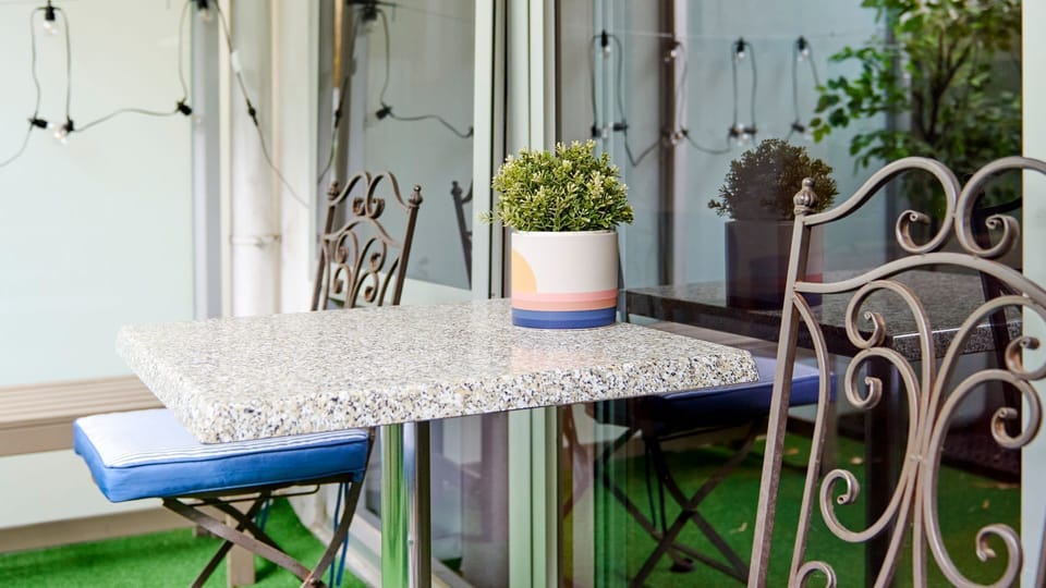 Courtyard dining spot perfect for morning coffee or alfresco meals