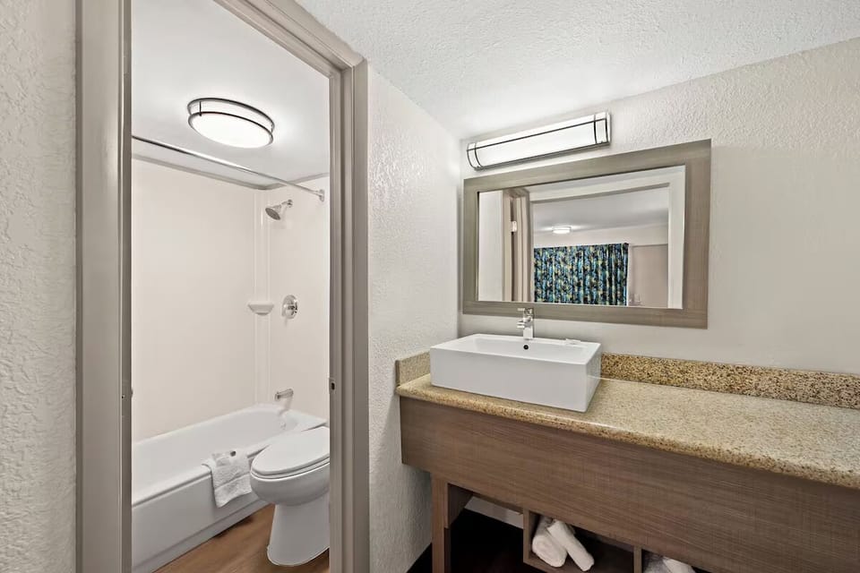 Enjoy an easy morning routine with roomy counter space.