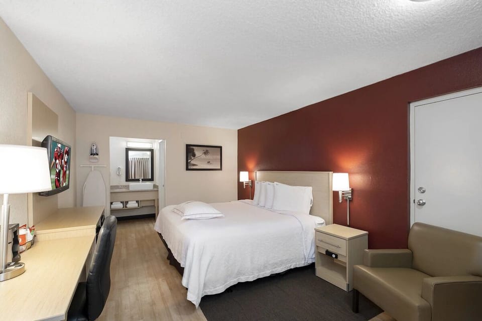 Relax in a streamlined room designed for easy, restful nights.