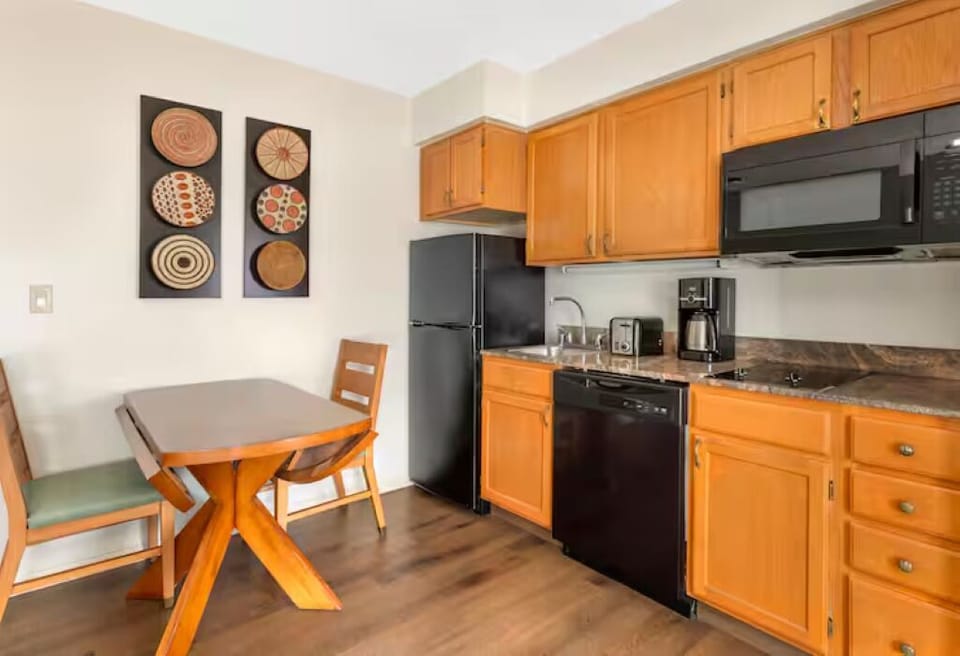 Gather for easy meals in the open-plan living space.