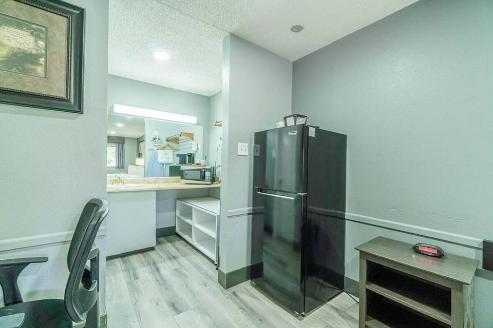 Grab chilled drinks and snacks from your in-room fridge.