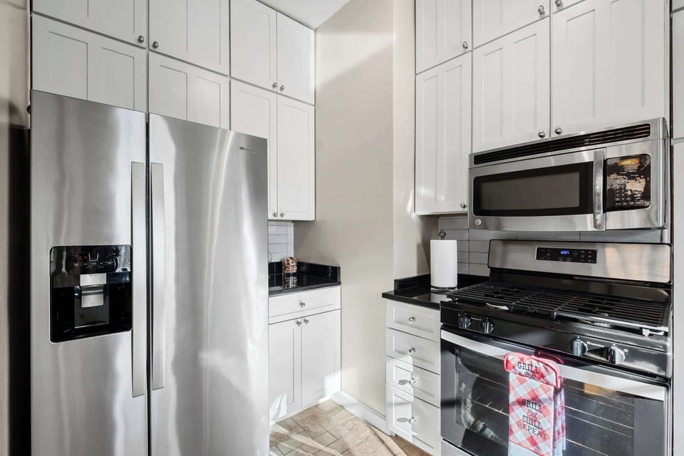 Kitchen: Whether you’re staying a few weeks or longer, this functional kitchen offers the space and tools you need to cook comfortably and consistently.