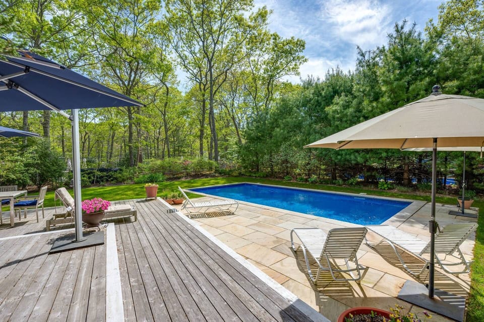 Deck and backyard