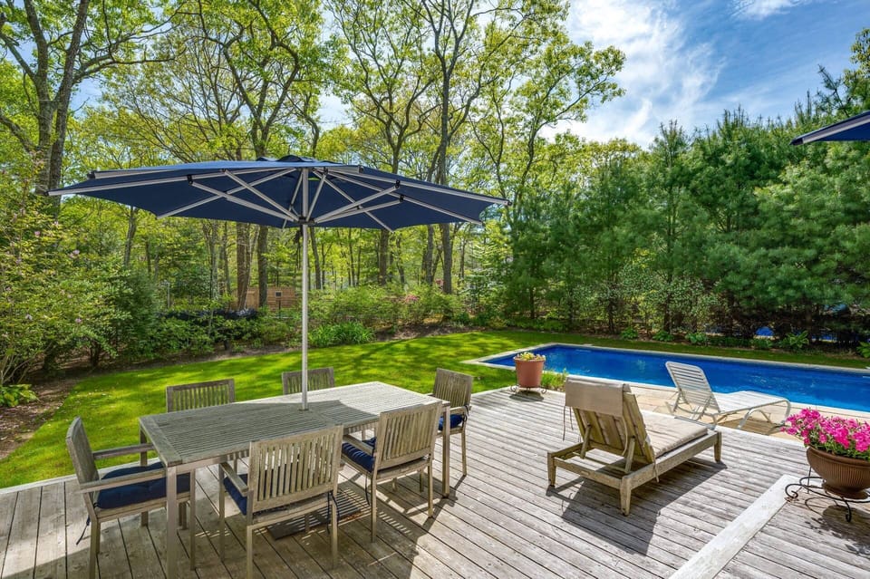 Deck and backyard