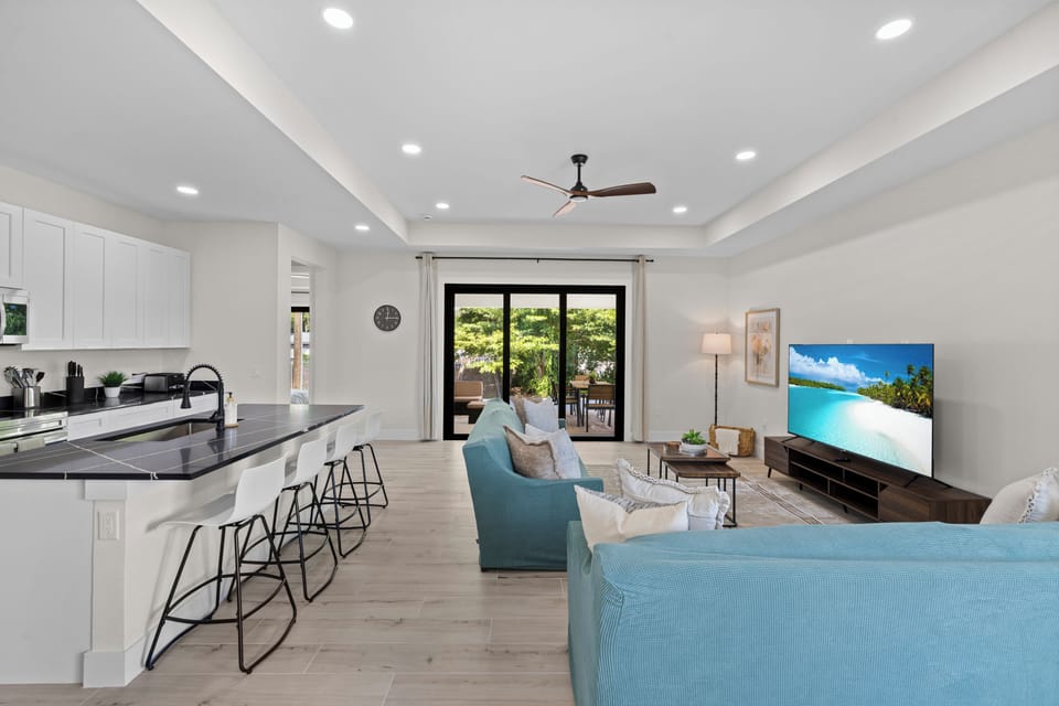 Ceiling fans are in every room.