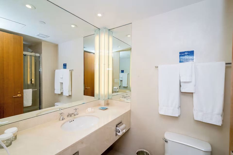 Refresh in a spotless bath with ample counter space.