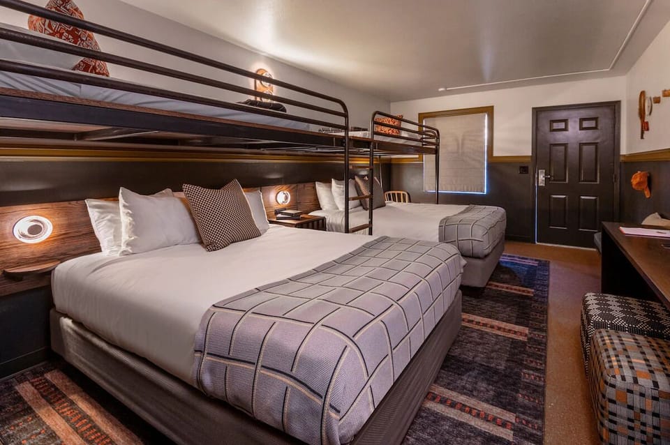 Queen beds and bunk beds