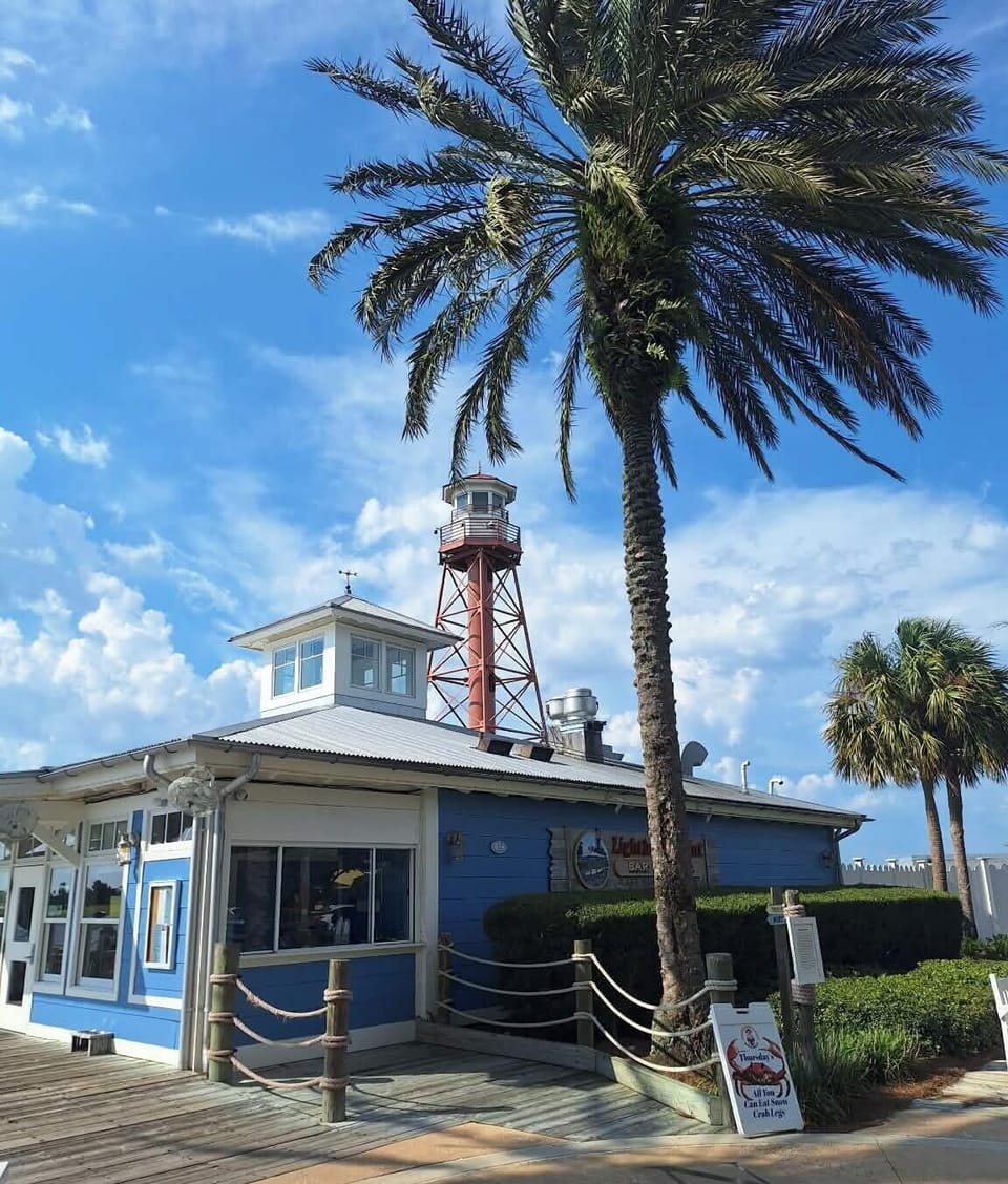 The Lighthouse Restaurant is a favorite among locals. It sits on the lake!