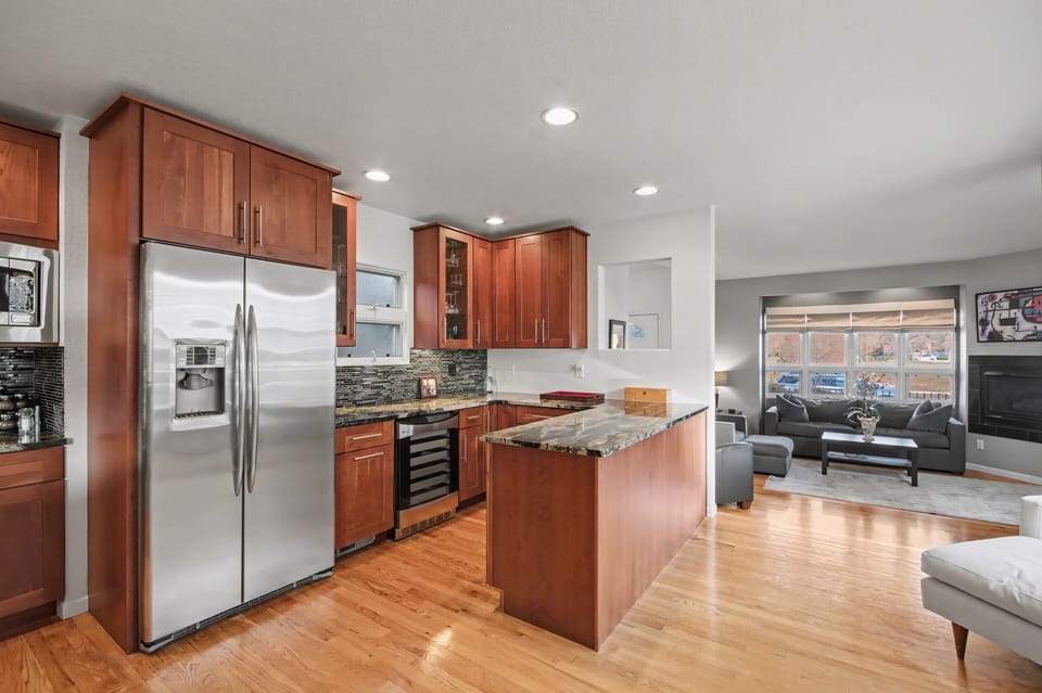 Open floor plan with huge kitchen.