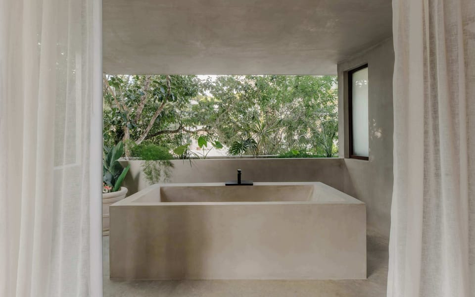 Enjoy a relaxing soak in your private soaking tub.