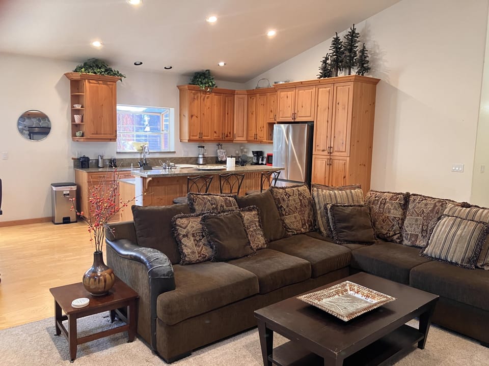 Living room and kitchen .