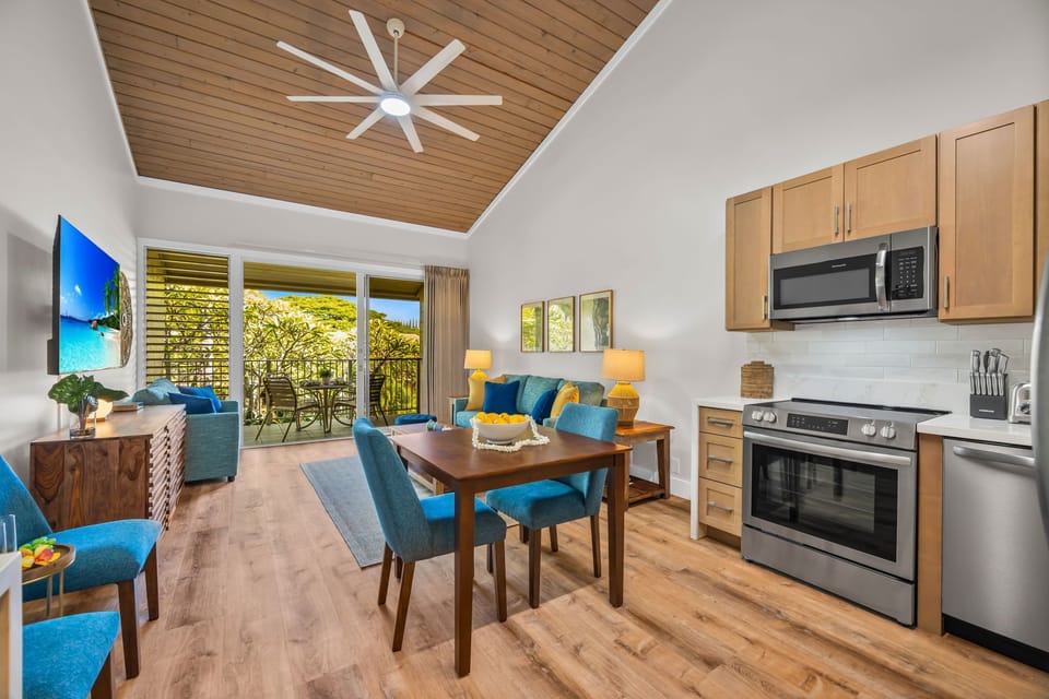 A fully equipped kitchen featuring stainless steel appliances and ample counter space. Whether you're prepping a quick snack or a full dinner, you'll have everything you need right at your fingertips.