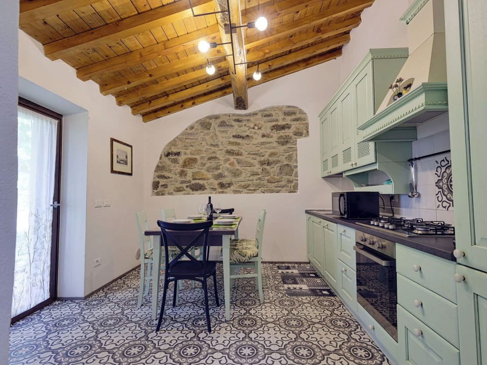 Interior Design, Flooring, Furniture, Floor, Wood, Countertop, Ceiling, Kitchen, Room, Lighting