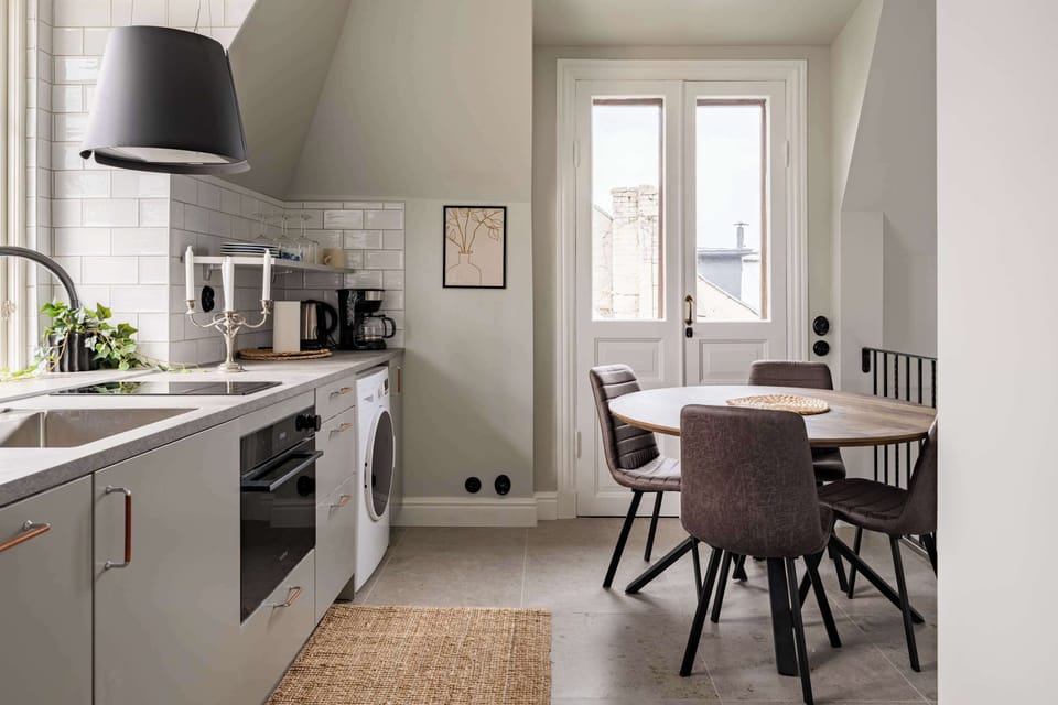 View of kitchen, Good space to prepare own meals. The balcony is connected to the kitchen. 