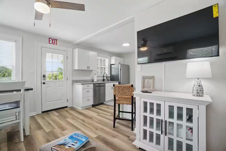 Your cozy living space—stream your favorite shows, and sip coffee at the bar.